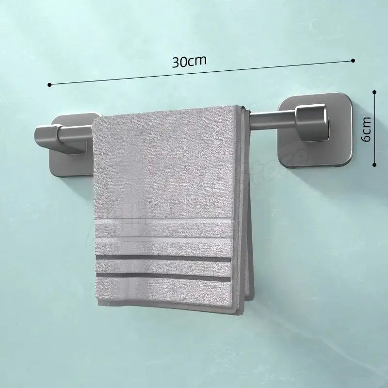 Self-adhesive Bathroom Towel Rack Wall Mounted Towel Rack Storage Rack No Drilling Horizontal Towel Bar Bathroom Corner Shelf
