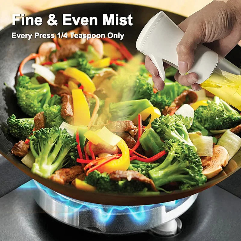 200/300/500mlOil Spray Plastic Household Kitchen Oil Spray Bottle Nebulizing Mist Filling Cooking Dual Use BBQ Camping Dispenser