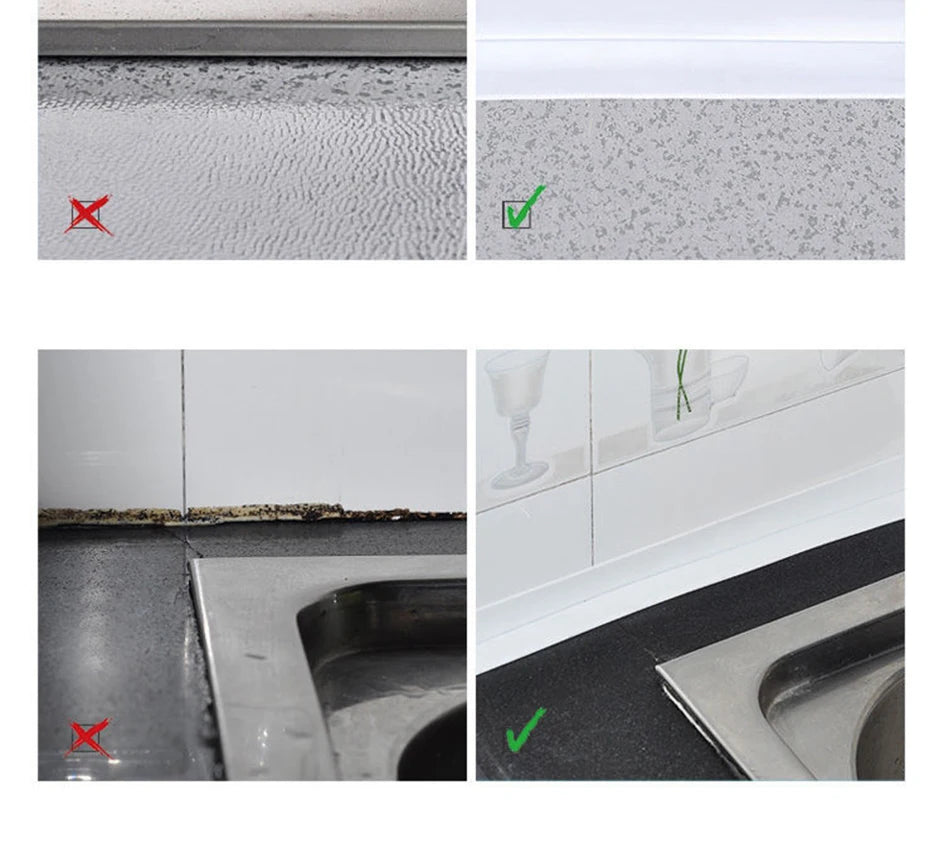 3.2M PVC Caulk Tape Self Adhesive Oil-Proof Kitchen Sink Edge Corner Wall Sticker  Bath Waterproof Toilet Sealing Strip Tape