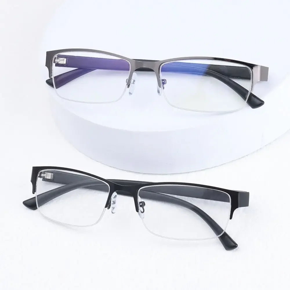 Glasses Men Anti-Blue Light Business Reading Glasses Vintage Half Frame Eye Protection Ultra Light Office Eyeglasses