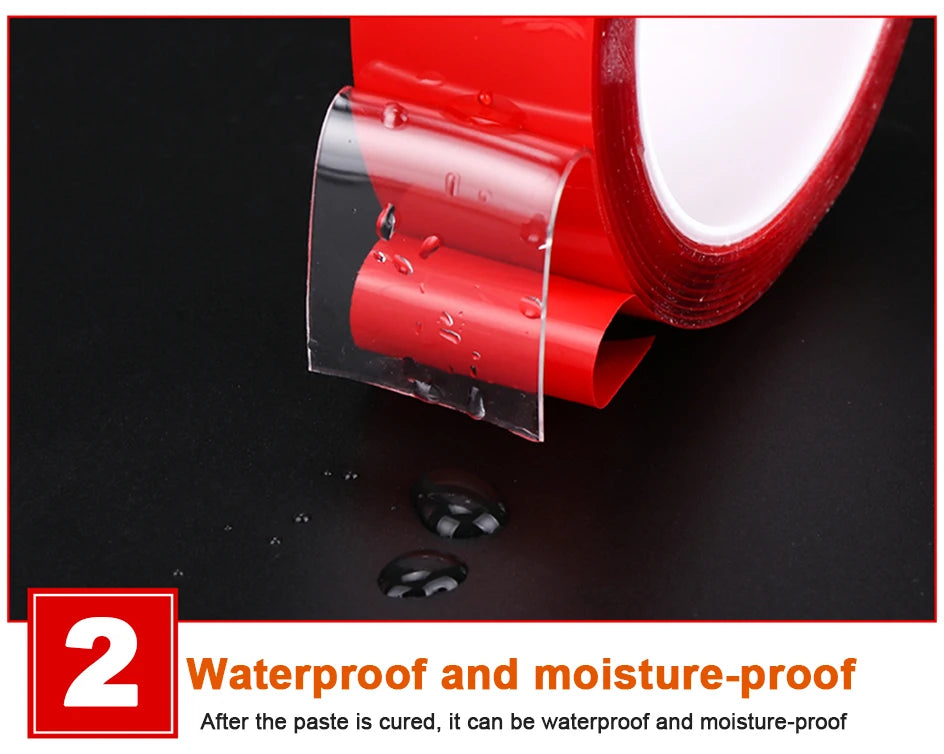 10M Double Sided Adhesive Tape Transparent Acrylic Waterproof Strong Mounting Tape Strip No Trace 5MM-35MM Width for Wall Decor