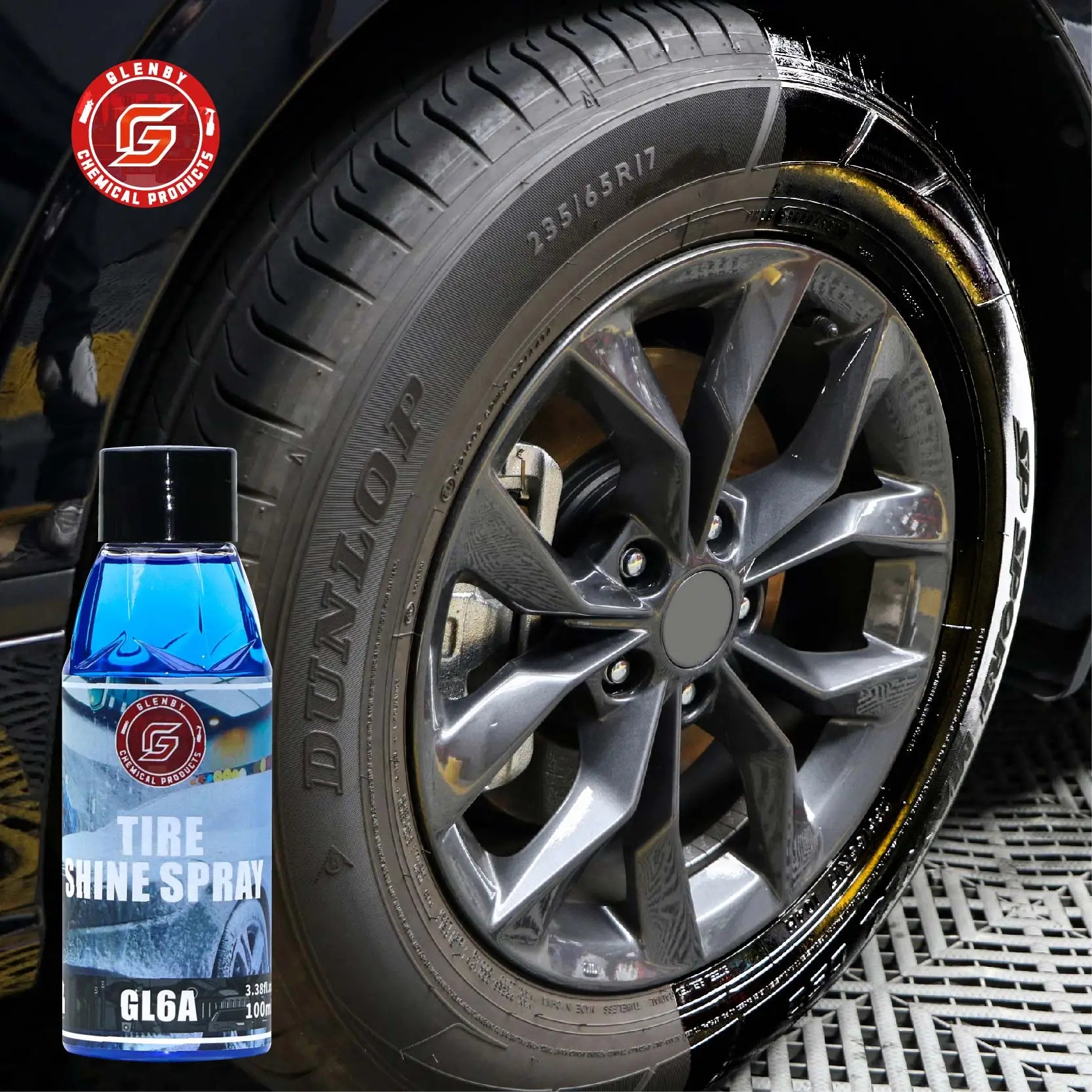 Glenby GL6A Tire Wet Specially Formulated Tire Shine Keep Them Looking Wet Black and Glossy With One Quick Spray
