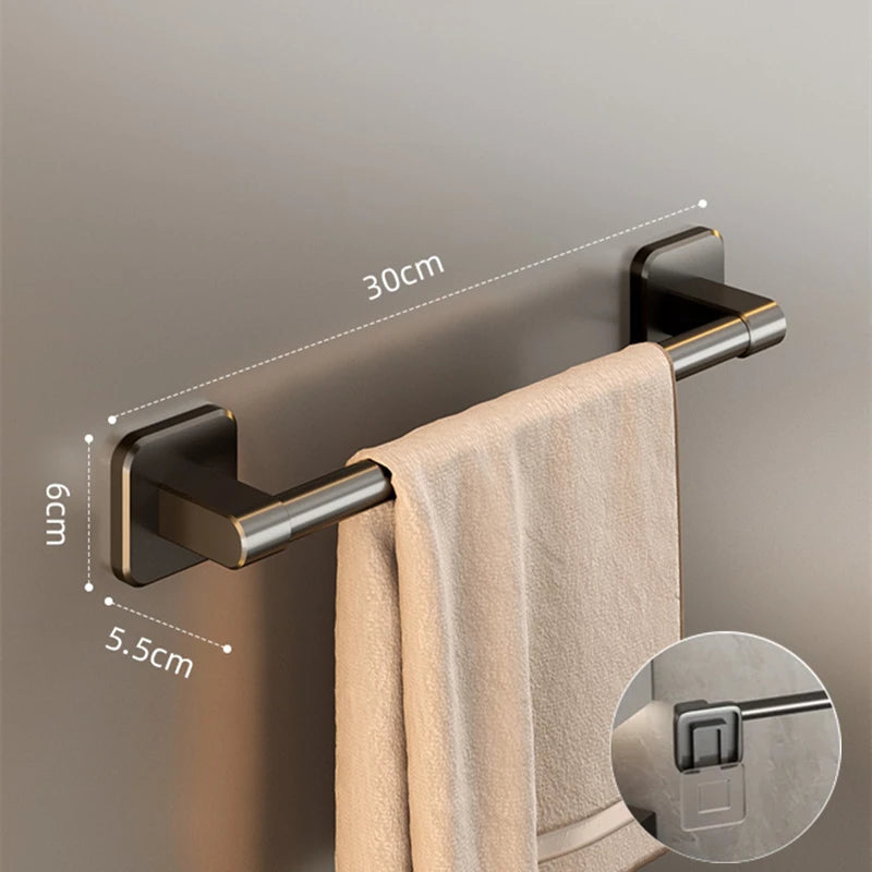 Self-adhesive Bathroom Towel Rack Wall Mounted Towel Rack Storage Rack No Drilling Horizontal Towel Bar Bathroom Corner Shelf