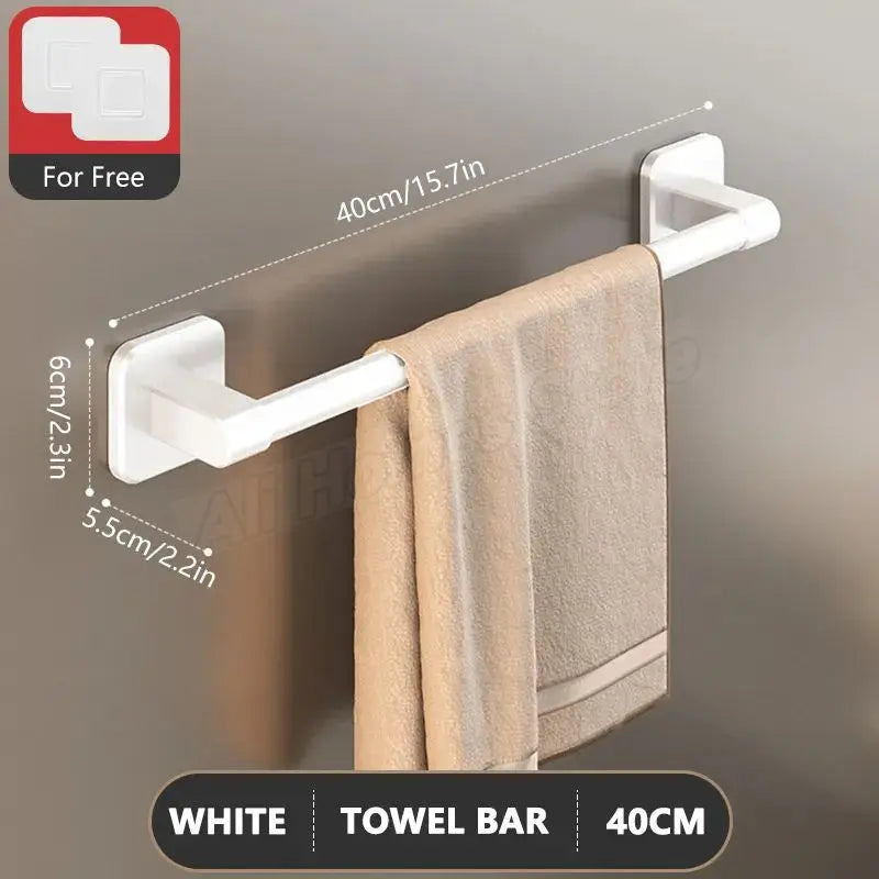Self-adhesive Bathroom Towel Rack Wall Mounted Towel Rack Storage Rack No Drilling Horizontal Towel Bar Bathroom Corner Shelf