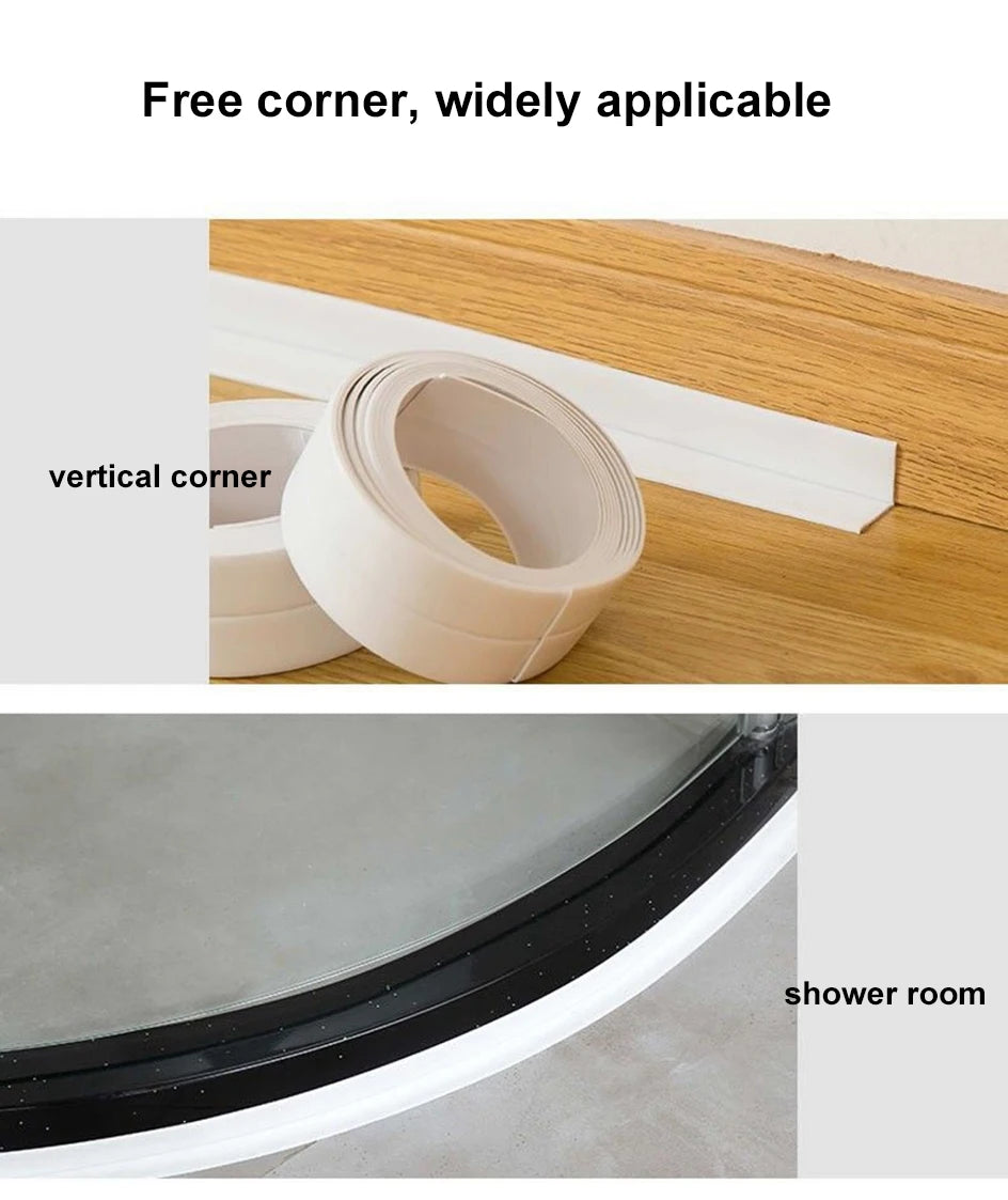 3.2M PVC Caulk Tape Self Adhesive Oil-Proof Kitchen Sink Edge Corner Wall Sticker  Bath Waterproof Toilet Sealing Strip Tape