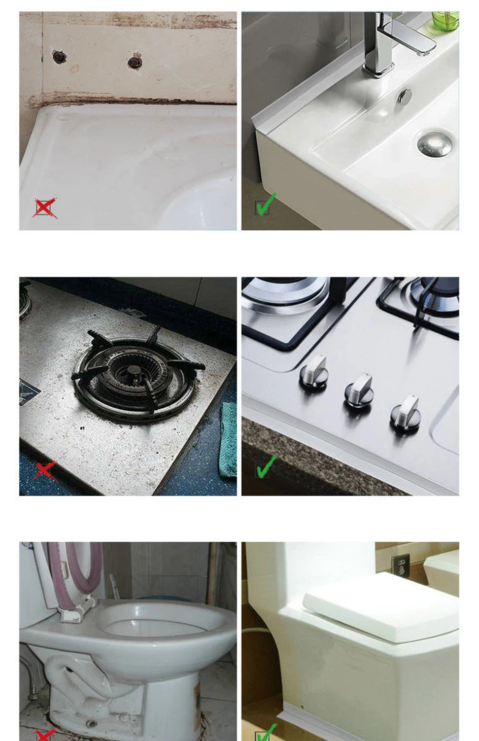 3.2M PVC Caulk Tape Self Adhesive Oil-Proof Kitchen Sink Edge Corner Wall Sticker  Bath Waterproof Toilet Sealing Strip Tape