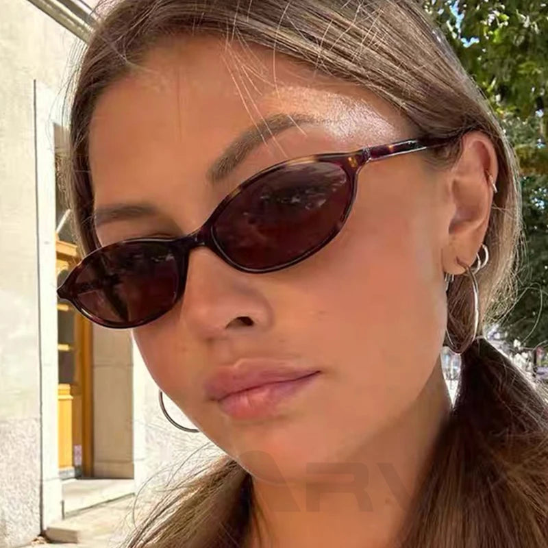 2025 Women's Leopard Brown Sunglasses Fashion Brand Small Frame Sun Glasses Ladies Retro Oval Eyewear Shade Oculus De Sol
