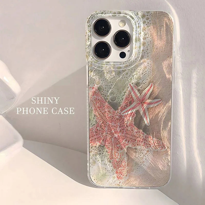 Phone Case For iPhone 16 15 14 13 12 11 Pro 16E 15Pro 16Pro Max X XS Max XR SE 2 7 8 Plus Cool Turtle Seaside Pattern IMD Cover