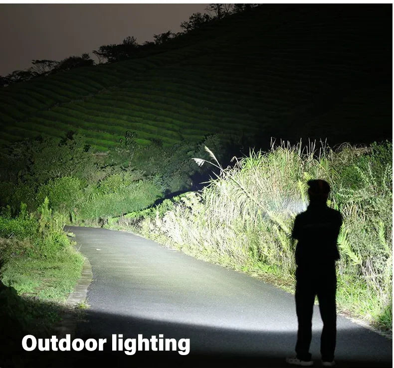 High Strong Power Led Flashlights 2000LM Tactical Torch with Display Light USB Charging Camping Fishing Emergency Zoom Lantern