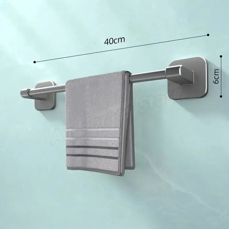 Self-adhesive Bathroom Towel Rack Wall Mounted Towel Rack Storage Rack No Drilling Horizontal Towel Bar Bathroom Corner Shelf