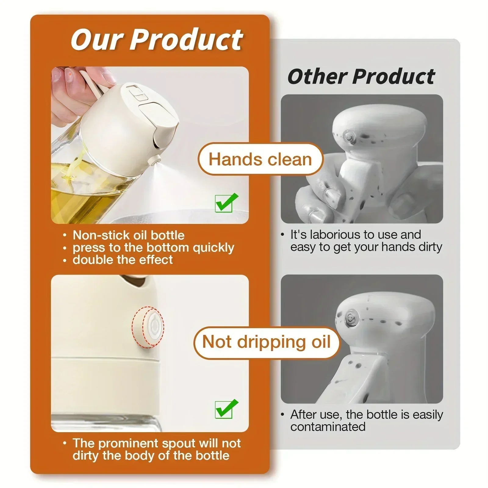 2pc Oil Sprayer Spray for 2 in 1 500ml Oil Sprayer & Pourer Plastic Spray Bottle Kitchen Gadget Sets Accessories for Camping BBQ