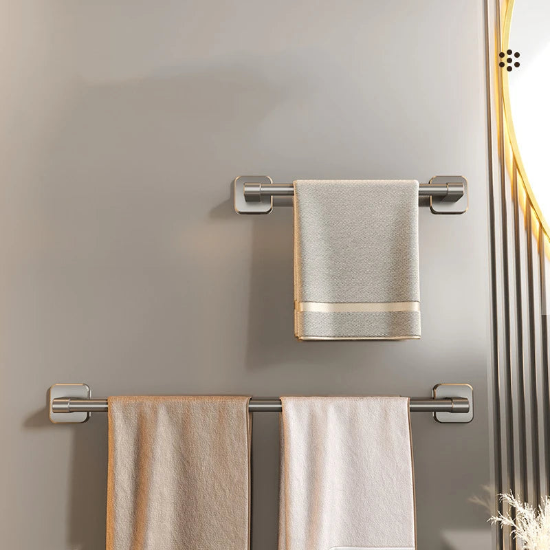 Self-adhesive Bathroom Towel Rack Wall Mounted Towel Rack Storage Rack No Drilling Horizontal Towel Bar Bathroom Corner Shelf