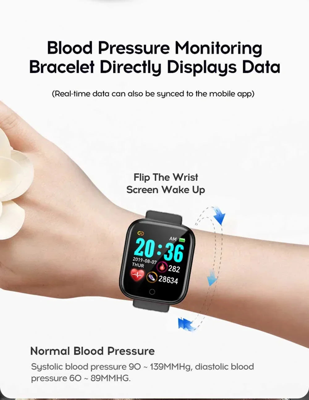 Smartwatch Y68 w/ Color Screen: Activity Tracker, Multi-Sport Mode, Step Counter, Notification Alert, Remote Music/Camera