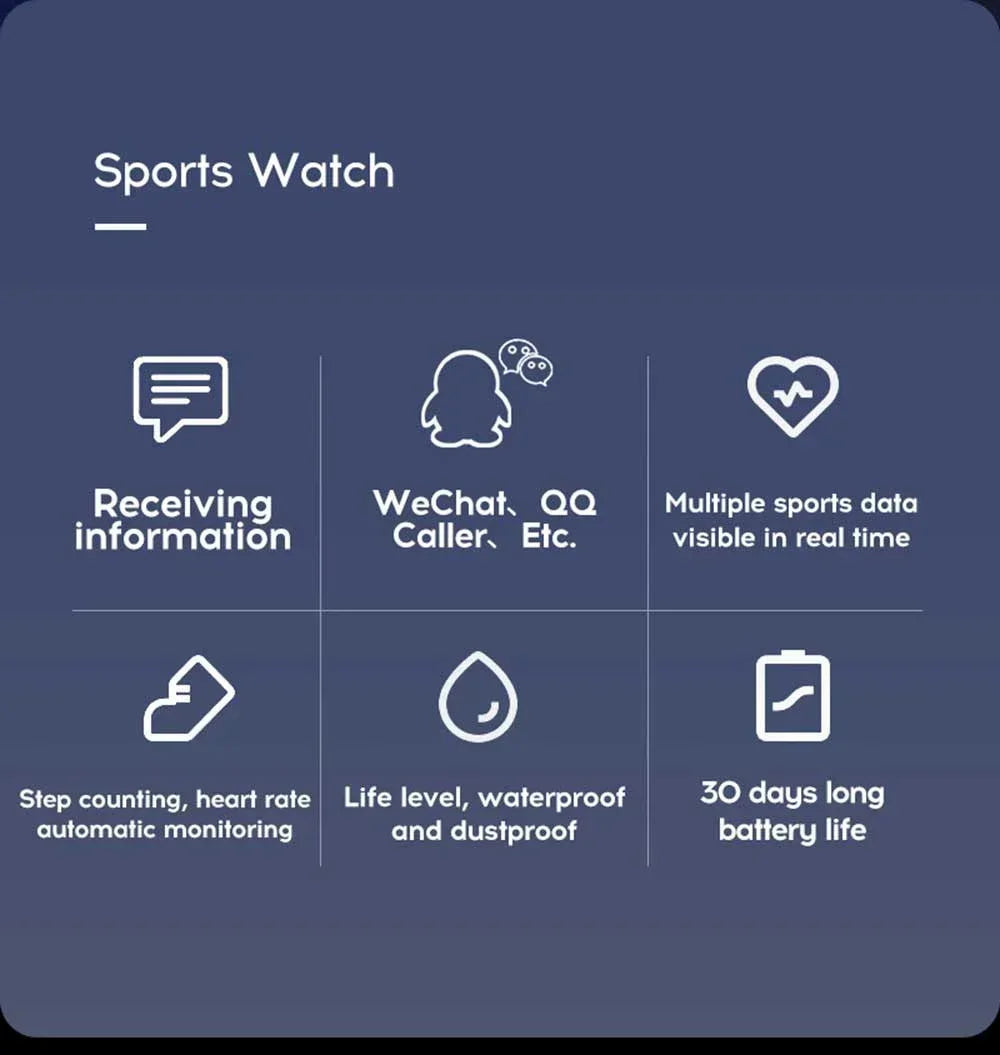 Smartwatch Y68 w/ Color Screen: Activity Tracker, Multi-Sport Mode, Step Counter, Notification Alert, Remote Music/Camera