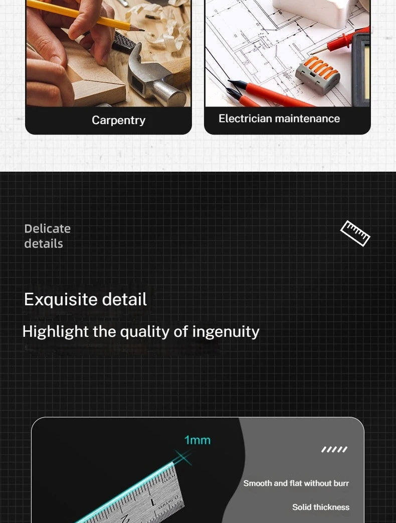 Deli Stainless Steel Ruler for Students And Woodworkers Straight Edge Measuring Tool for Drawing And Drafting 15/20/30/50cm