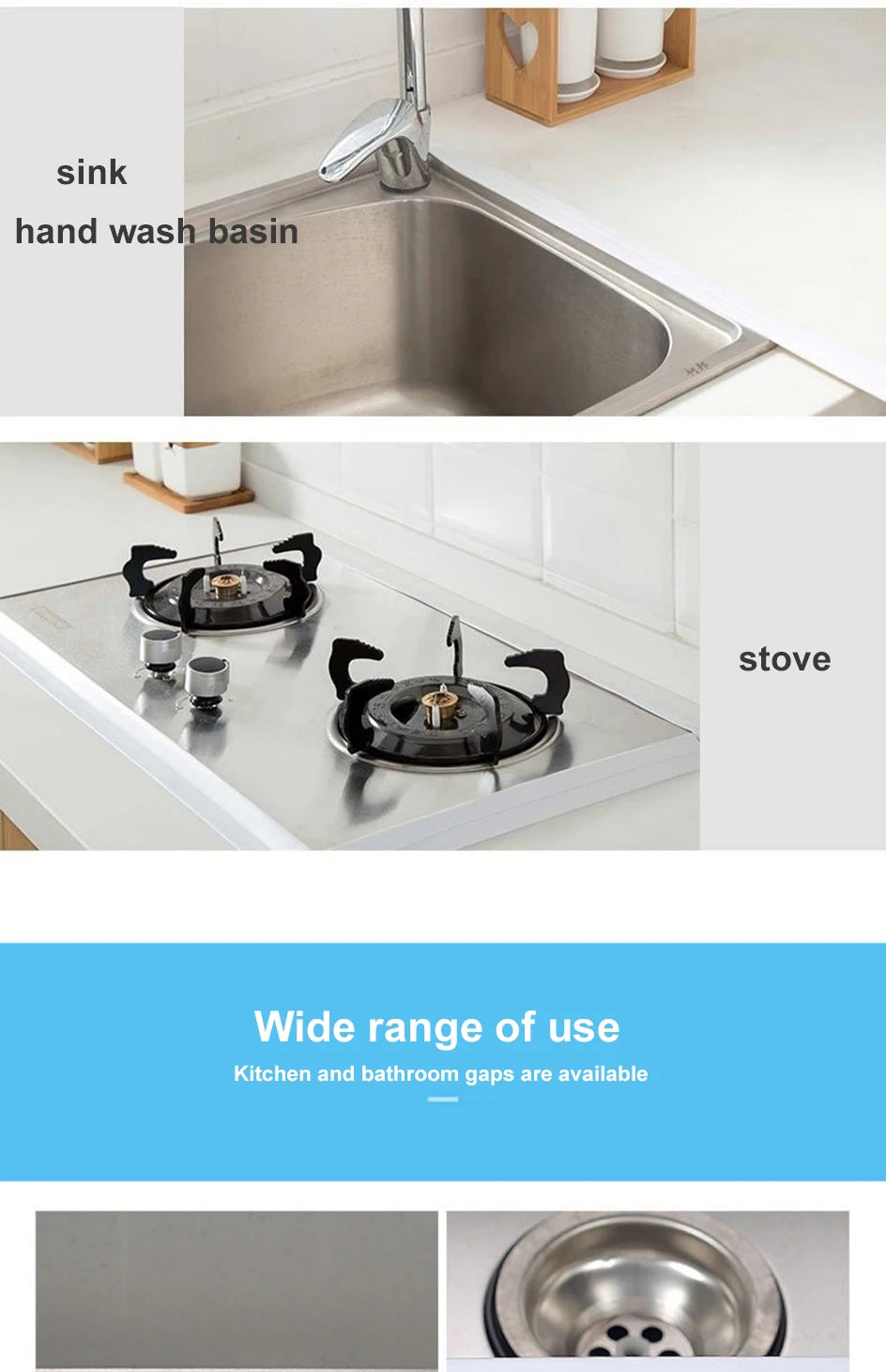 3.2M PVC Caulk Tape Self Adhesive Oil-Proof Kitchen Sink Edge Corner Wall Sticker  Bath Waterproof Toilet Sealing Strip Tape