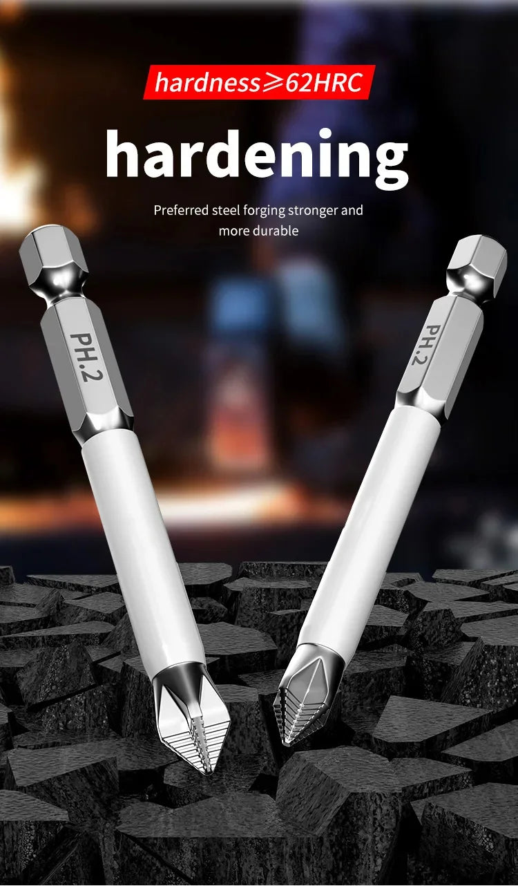 6 PCS Cross Screwdriver Head Strong Magnetic Anti Slip High Hardness Electric Screwdriver Tool Electric Drill Extended Hexagonal