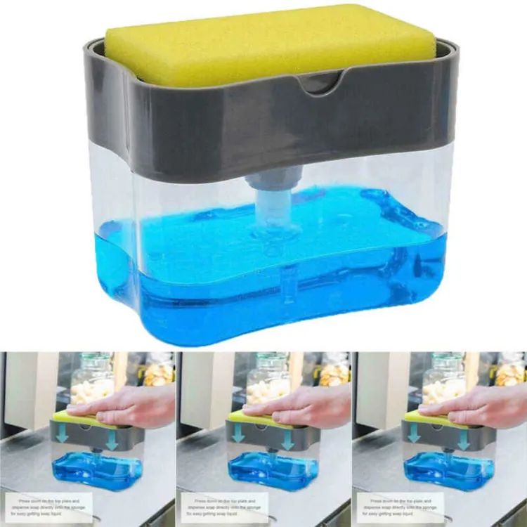 Soap Pump Dispenser and Sponge Holder for Kitchen Sink Dish Washing Soap dispenser With Box Soap Pump Dispenser and Sponge Holder for Kitchen Sink Dish Washing Soap dispenser With Box